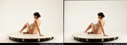 Nude Woman White Sitting poses - ALL Pregnant long brown Sitting poses - simple 3D Stereoscopic poses Pinup